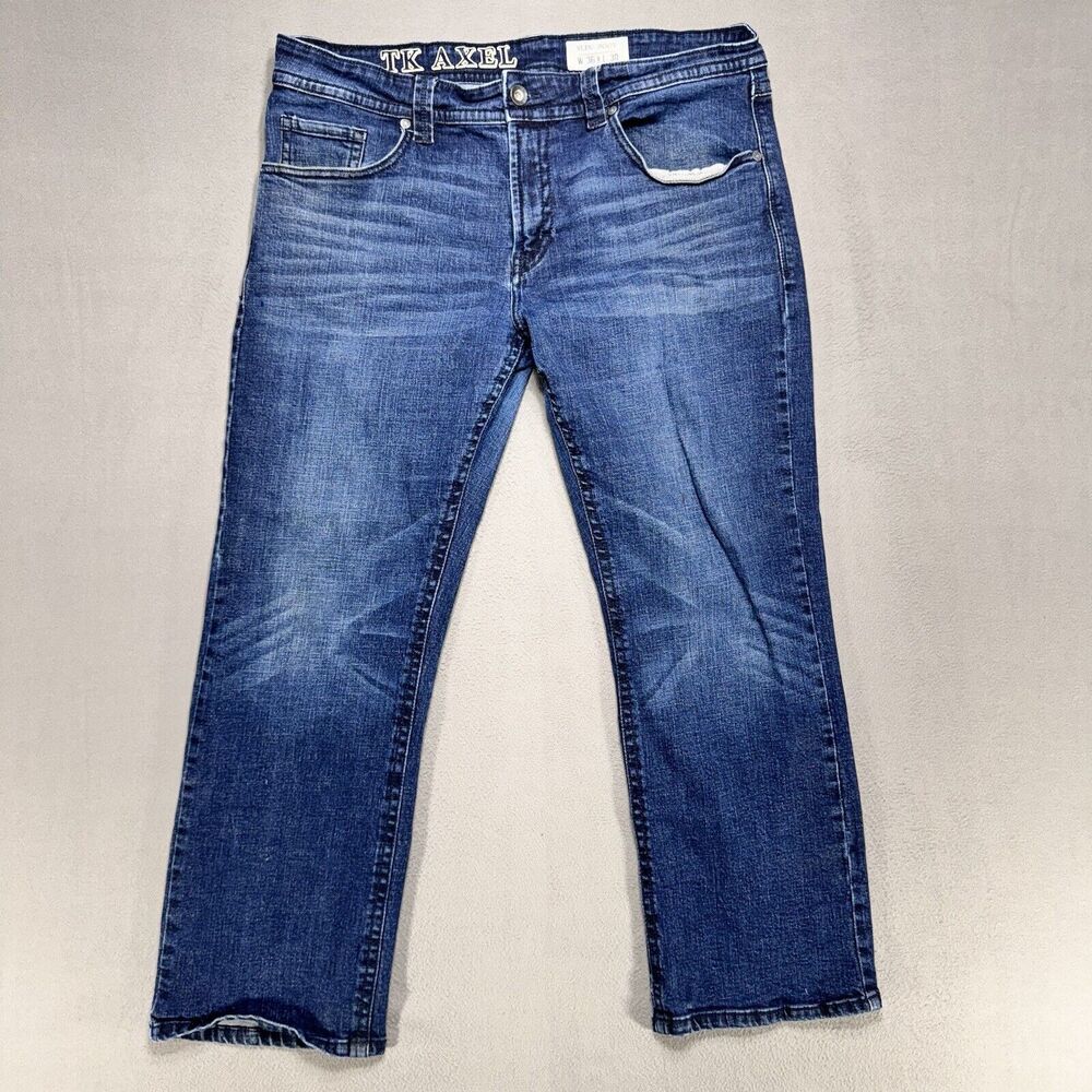 TK Axel Jeans Mens 36x28 Low Slim Boot Stretch Dark Wash Loose American‎ Denim